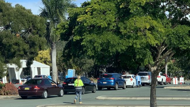 QML Pathology’s drive through testing centre at the car park of Outback Spectacular in Oxenford, Gold Coast.