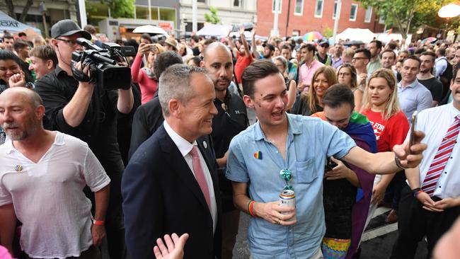 Leader Bill Shorten at the SSM street party in Melbourne. Picture: AAP.