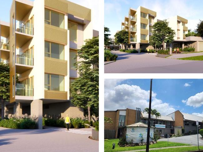 Artist's impressions of how the new facility would look and (lower right) the existing building.