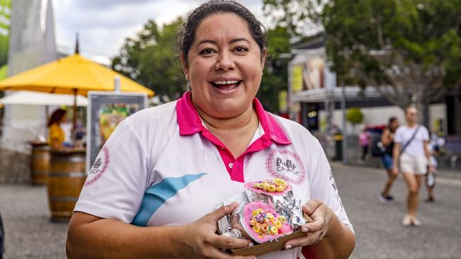 Paola Karamallis with the fairy floss burrito. Picture: Jenifer Jagielski