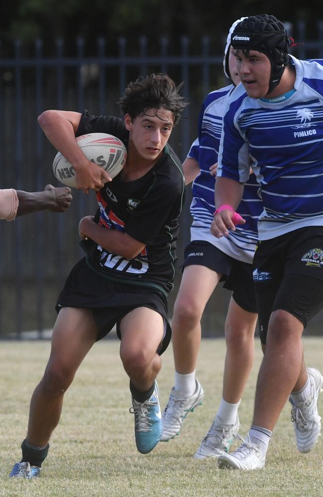 Cowboys Cup Schoolboys Football at Kern Brothers Drive. U15 Pimlico High against St Anthony's College. Picture: Evan Morgan