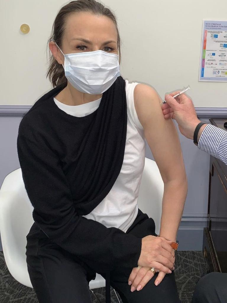 Lisa Wilkinson receiving her first Covid vaccine dose. Picture: Instagram