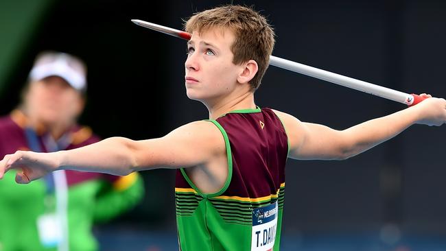 Tasmania’s Thomas Davie competes in the boys U13 Javelin.