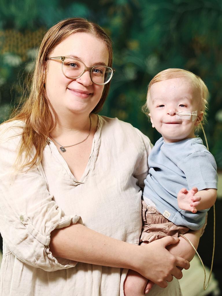Bentley Park toddler Colton Hughes-Hodges was born with a serious heart defect. His mum Keeley Gear is calling for more paediatric cardiology services in Cairns to avoid travel for specialist care. Picture: Brendan Radke