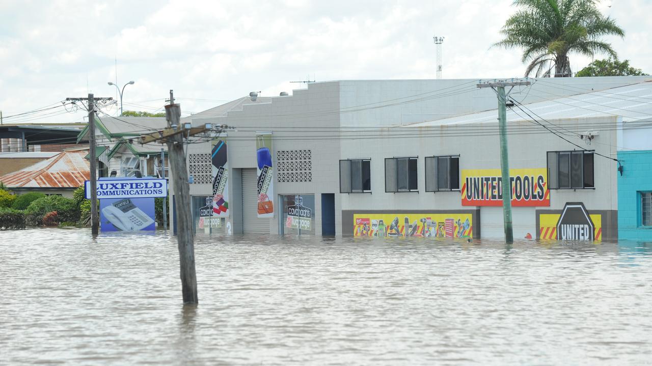 FLOOD LEVELS: Businesses in Electra Street during the 2013 Bundaberg floods. Photo: Mike Knott / NewsMail