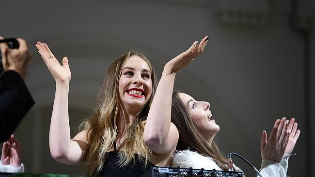 Haim perform at H&M launch at GPO. Picture: Andrew Tauber