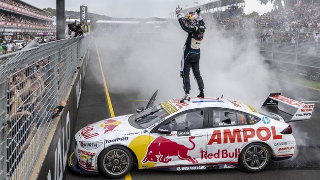 Shane van Gisbergen celebrates at the VALO Adelaide 500. Fans will get better shade and more facilities at future events. Picture: Mark Horsburgh