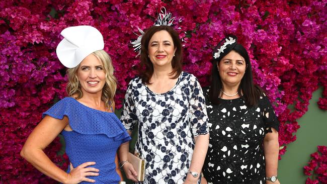 Kate Jones, Annastacia Palaszczuk and Grace Grace. Picture: Jono Searle