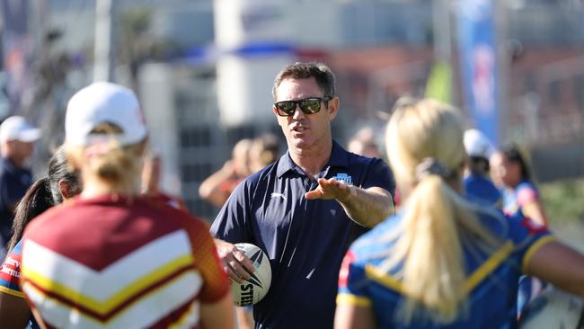 DAILY TELEGRAPH – Pictured is Brad Fittler at the NSWRL City-Country Women's training session at Sydney Olympic Park today. Picture: Tim Hunter.