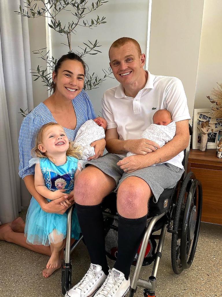 Teigan and Alex McKinnon with their three girls. Picture: Supplied