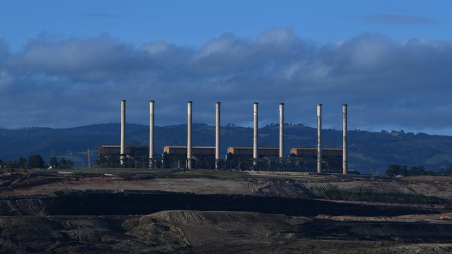 The Hazelwood Power Station prior to the demolition of it's eight chimneys. Picture: AAP