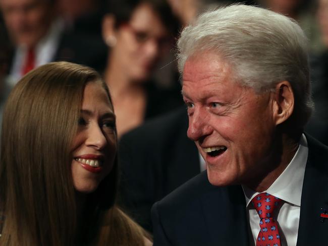 Bill and Chelsea Clinton have been at Hillary’s side since day one. Picture: Justin Sullivan/Getty Images/AFP