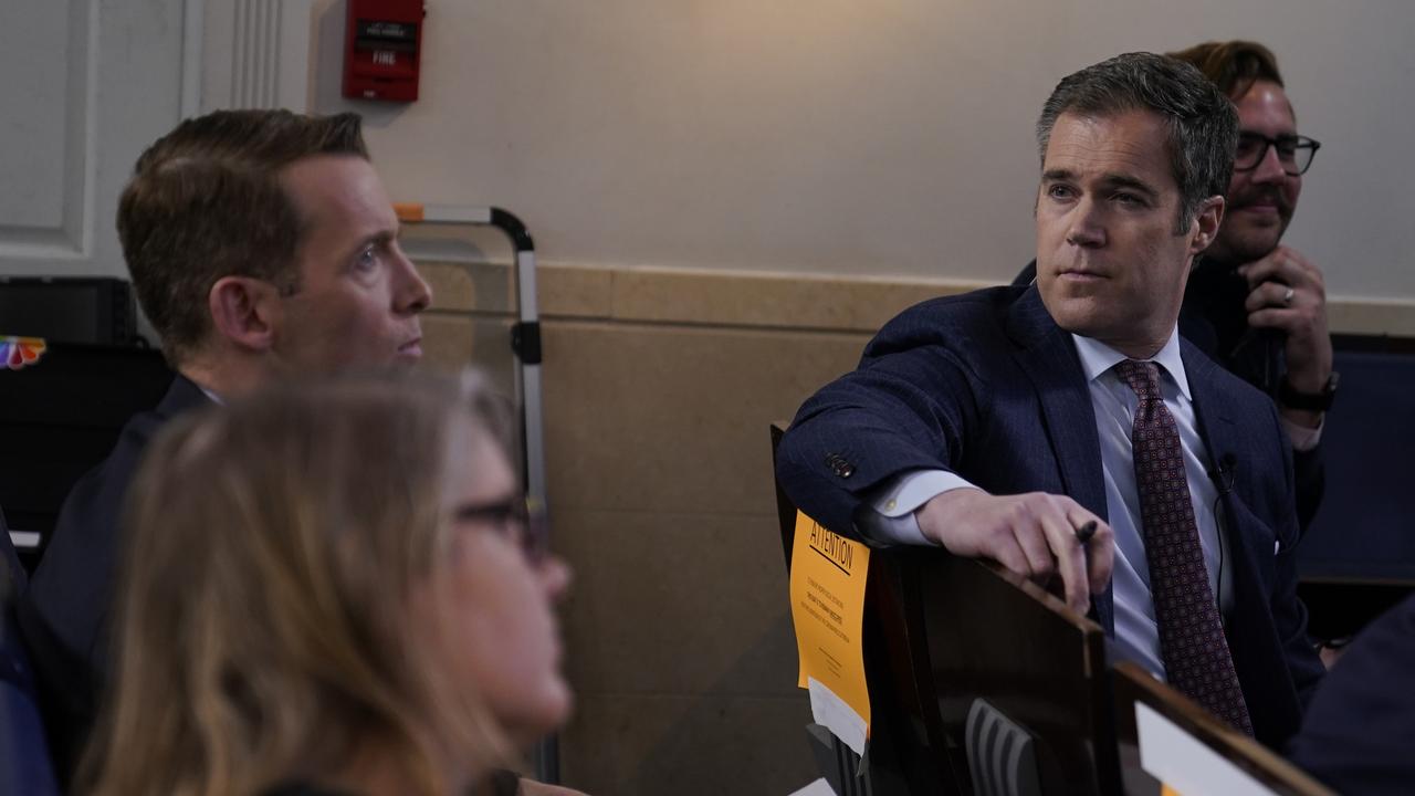 NBC News White House correspondent Peter Alexander, second from right, attends a coronavirus task force briefing at the White House, Friday, March 20, 2020, in Washington. Picture: AP /Evan Vucci.