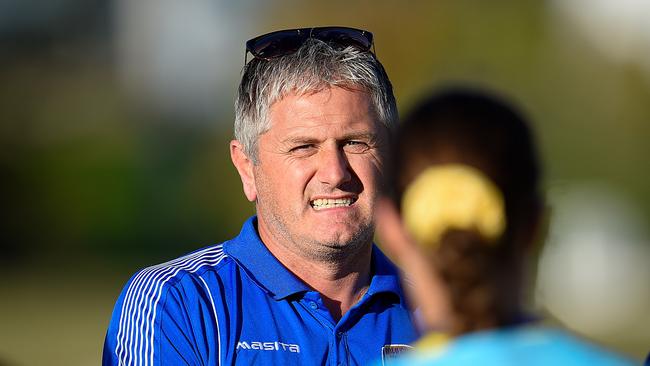 BRISBANE, AUSTRALIA - JULY 13: during the NPL Queensland Senior Womens Round 20 match between Gold Coast United and SWQ Thunder at Coplick Family Sports Park on July 13, 2019 in Brisbane, Australia. Craig Midgley looks on. (Photo by Patrick Kearney)