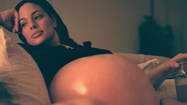 Pregnant Ashley Graham revealed her baby bump after reaching full term. Picture: Instagram