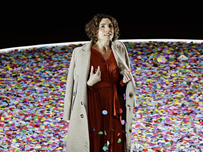 Singer Jessica O'Donoghue performing in the dress rehearsal of Sydney Chamber Opera production of Diary of One Who Disappeared to an empty theater on the 18th of September. PICTURE: Adam Yip