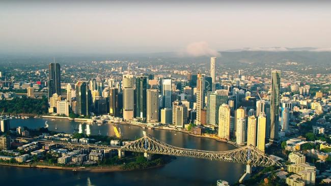 A screengrab from the Brisbane 2032 Olympics bid displayed to Olympic officials in Tokyo.