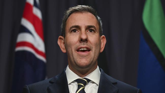 Treasurer Jim Chalmers spoke after the release of new National Accounts figures on Wednesday. Picture: NCA NewsWire / Martin Ollman