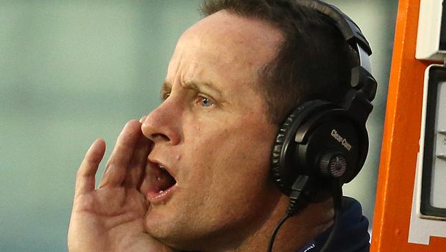 Adelaide coach Don Pyke screams instructions from the bench. Picture: Michael Klein