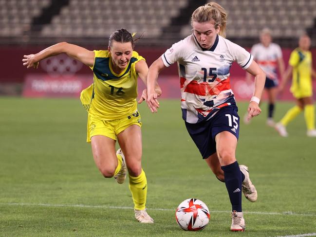 The Matildas blew Great Britain away to qualify for the medal play-offs. Picture: Getty Images