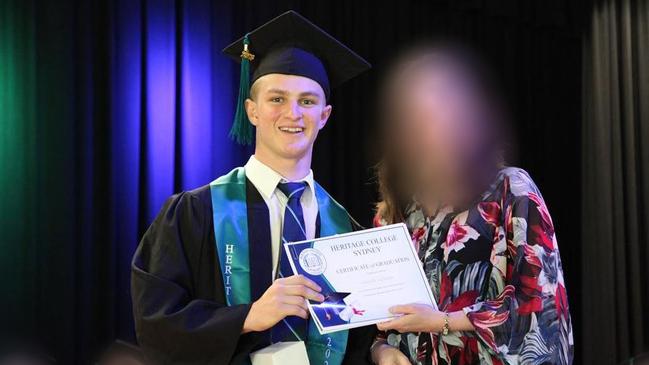 Mr Gilham at his graduation ceremony. Picture: Facebook
