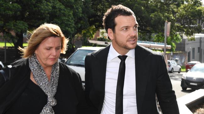 Former Newcastle Knights NRL player Jarrod Mullen arrives at Wollongong Local Court, February 26, 2020. (AAP Image/Dean Lewins)