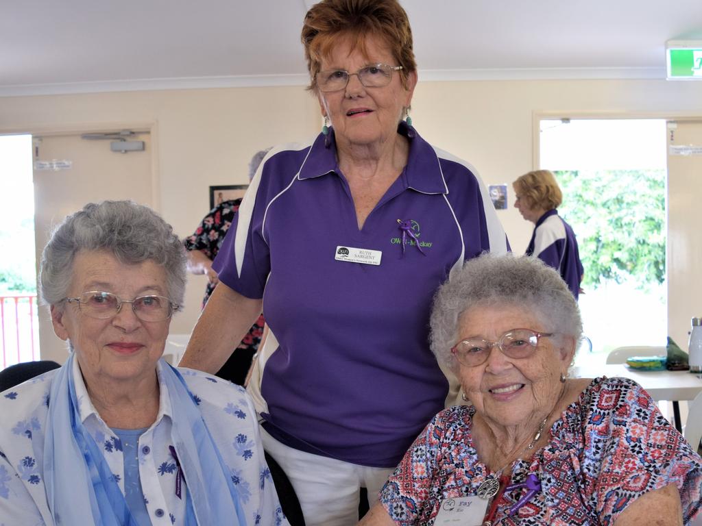 Mackay Older Women's Network members Mary Novikov, Ruth Sargent and Fay Rae at their annual International Women's Day gathering in 2020. Picture: Heidi Petith