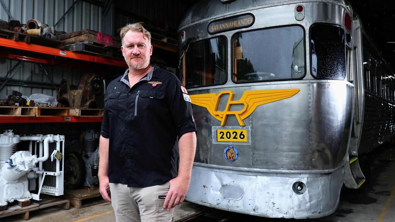 The famous Savannahlander train was targeted again by vandals on Monday night, only weeks after another rail motor had all of its side windows smashed. Savannahlander senior driver and guide Wil Kemp is frustrated that juvenile delinquents continue to target the business. Picture: Brendan Radke