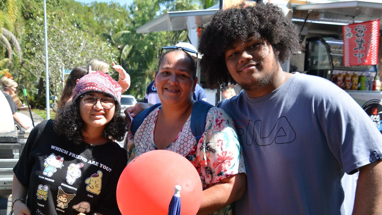 Maryann Connell, Boadicea Connell and Te'Sean Connell at the 2024 Festival of the Knob at Yorkeys Knob on Saturday. Picture: Bronwyn Farr