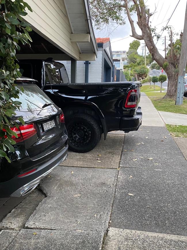 A photo by Bicycle NSW highlighting the size of a RAM when parked.