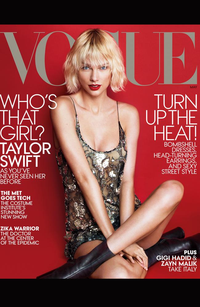 Tay Tay’s gone peroxide blonde. Picture: Mert Alas and Marcus Piggott/VOGUE