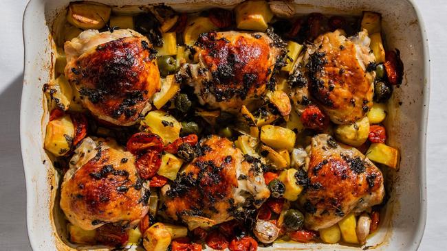 Zesty, jammy, one-tray chicken dish. Picture: Nikki To