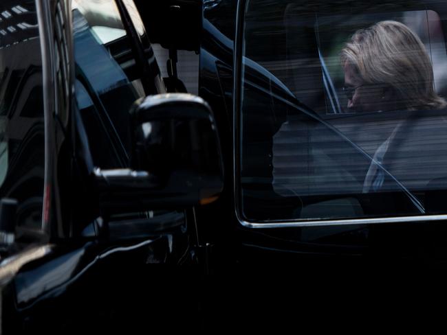 Democratic presidential nominee Hillary Clinton gets in her van after she nearly collapsed. Picture: AFP