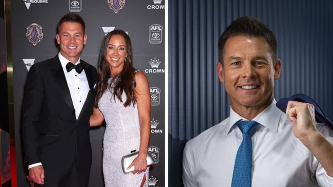 Ben Cousins at the 2023 Brownlow Medal and in his new role at Channel 7. Photos: Getty Images, News Corporation