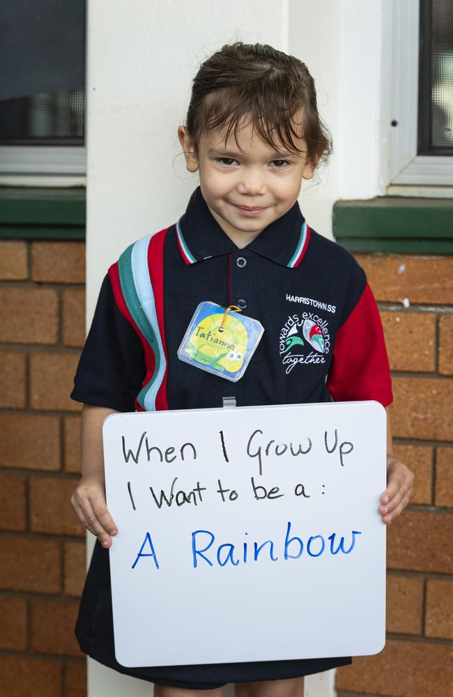 Harristown State School prep student Tatianna on the first day of school, Tuesday, January 28, 2025. Picture: Kevin Farmer