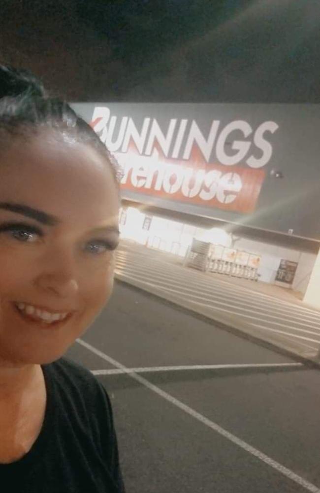 Kristy made 32 trips to Bunnings for the caravan makeover. This is her at 7pm at her local store. Picture: Kristy Todd