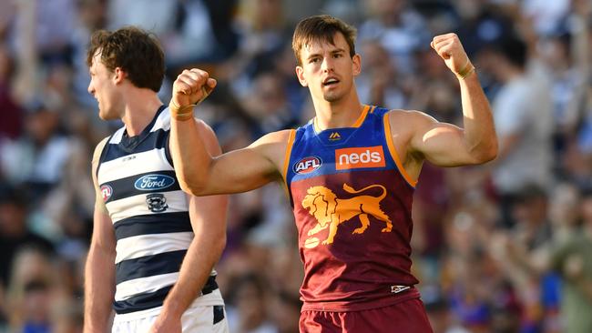 Jarryd Lyons (right) is relishing his midfield partnership with Lachie Neale.