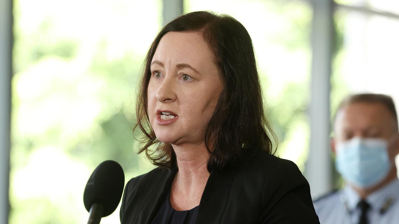 Health Minister Yvette D’Ath announced at a press conference yesterday that school outbreaks will be determined on a case-to-case basis. Picture: Liam Kidston