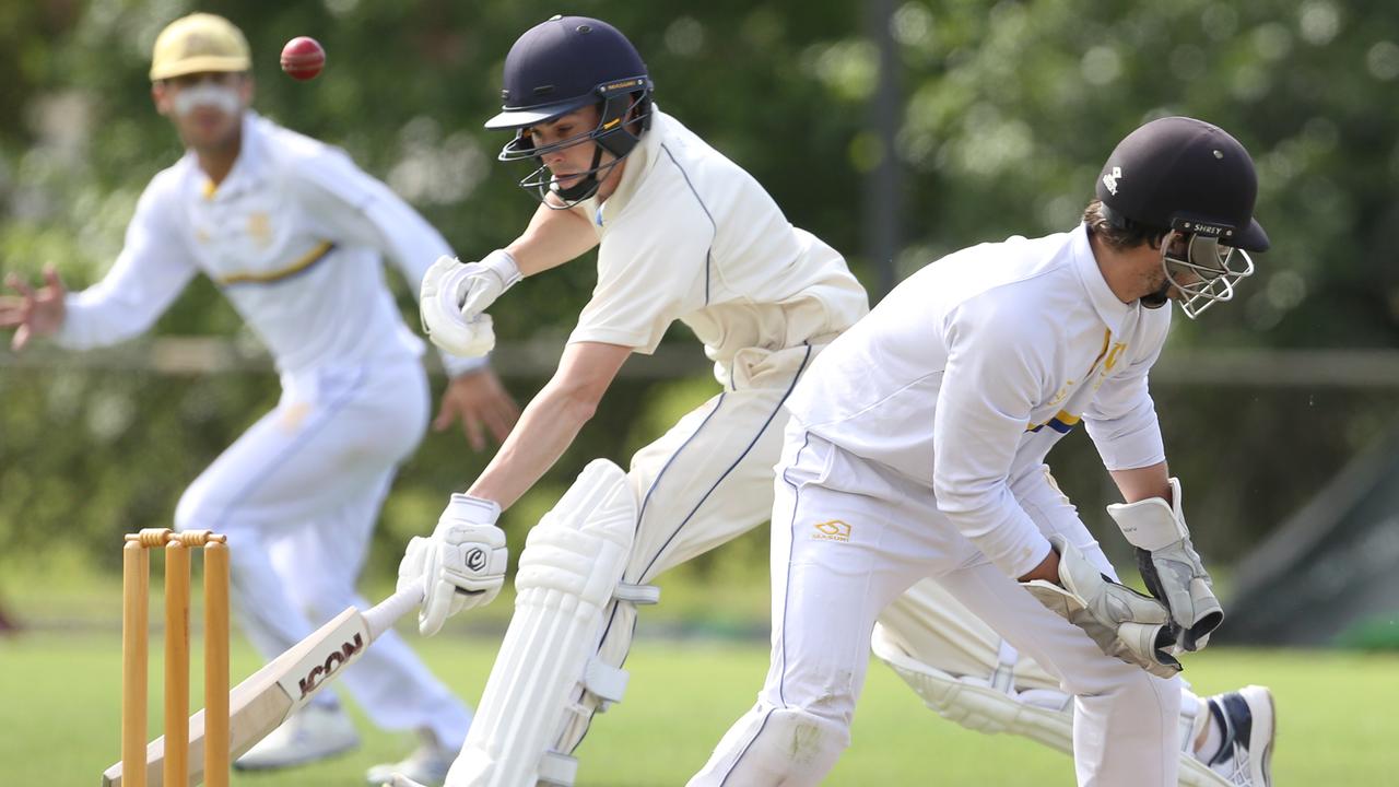 ECA - Chaos as the ball escapes the wicketkeeper and Surrey Hills batsman Jesse Dinnie survives. Picture: Stuart Milligan