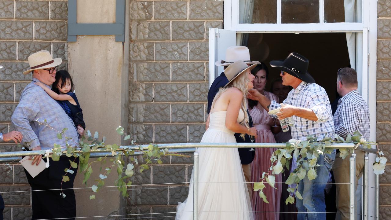 The newly weds were seen laughing and chatting with guests. Picture: NCA NewsWire / Ben McDonald