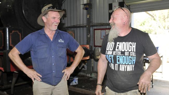 Glenreagh Mountain Railway president Stewart Mackie and Glenreagh Men's Shed president David Wilks. The GMR are trying to make better use of the under-utilised community asset. Photo: Tim Jarrett