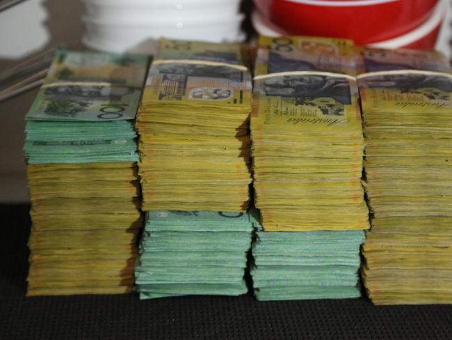 Cash seized during the police operation.