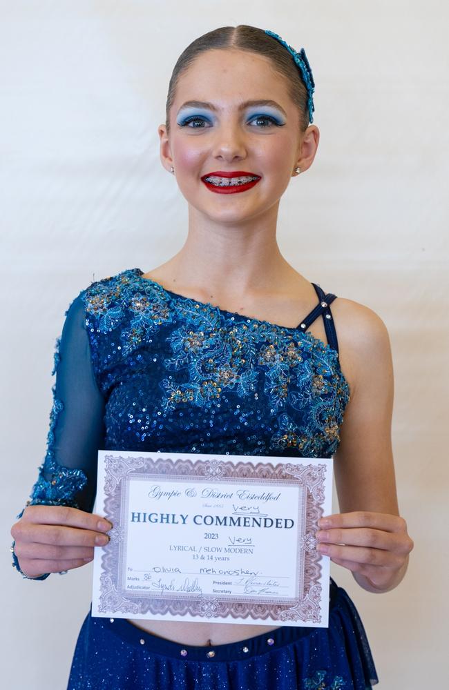 Oliva Mehonoshen was given a highly commended in the lyrical slow modern (13-14 years) on the third day of the Gympie Eisteddfod. Picture: Christine Schindler