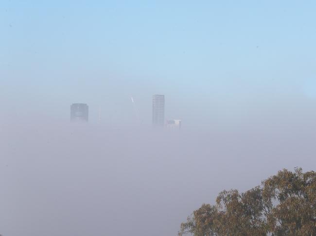 City view of Fog from Buckleys Hole Ascot. Pic Annette Dew