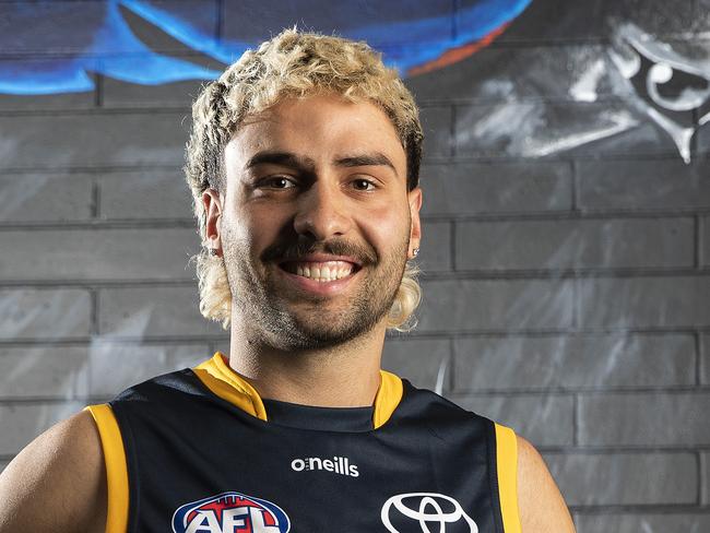 ADELAIDE, AUSTRALIA - OCTOBER 11: Izak Rankine poses during an Adelaide Crows AFL media opportunity at West Lakes on October 11, 2022 in Adelaide, Australia. (Photo by Sarah Reed/Getty Images)