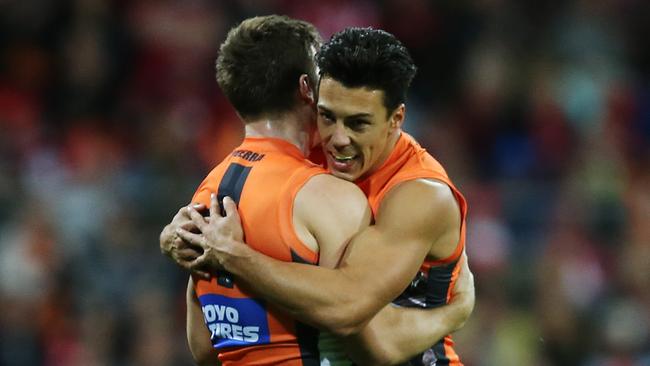Toby Greene and Dylan Shiel. Picture: Toby Zerna