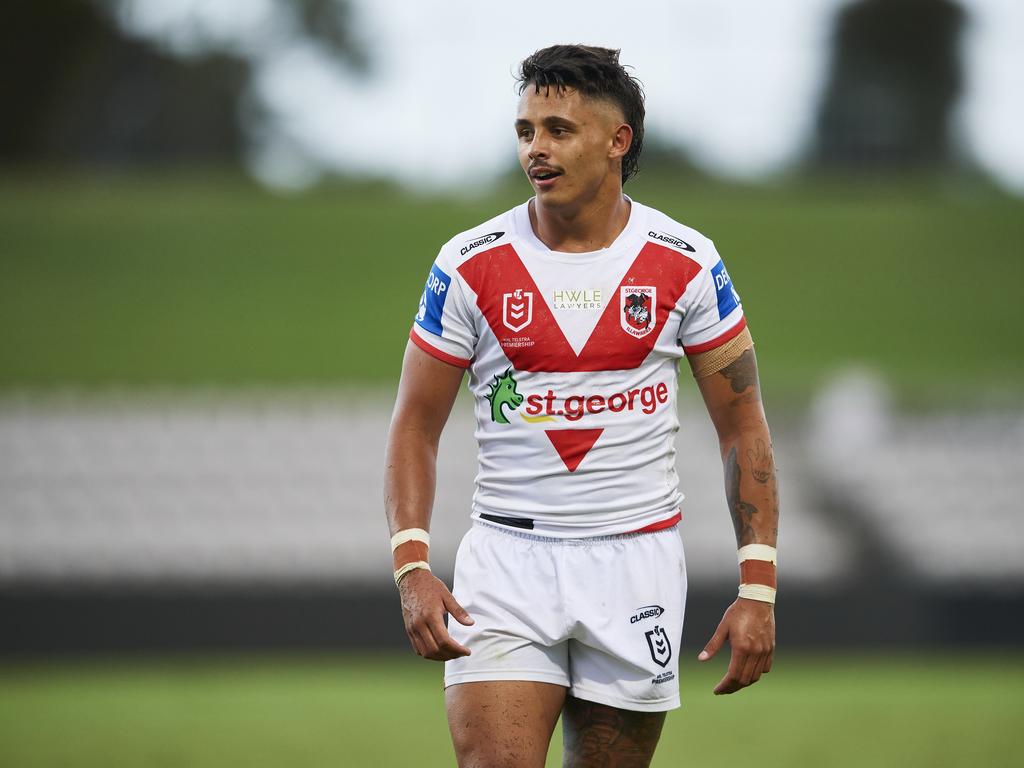 Jayden Sullivan is one of the talented young backline cohort at the Dragons. Picture: Brett Hemmings/Getty Images