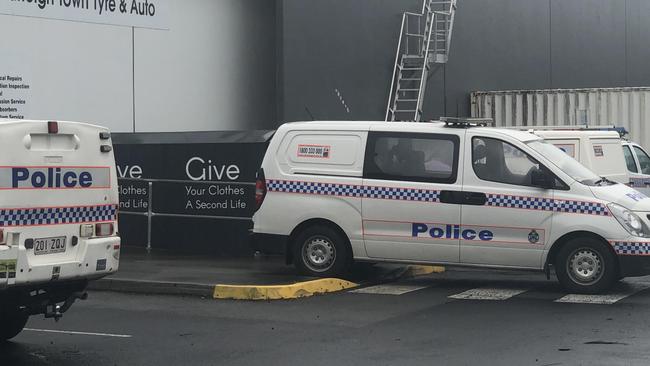 The crime scene outside the shopping centre. Picture: Glenn Hampson