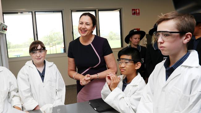 Premier Annastacia Palaszczuk at Foxwell State Secondary College, one of eight new schools to open this year. Picture: Nigel Hallett