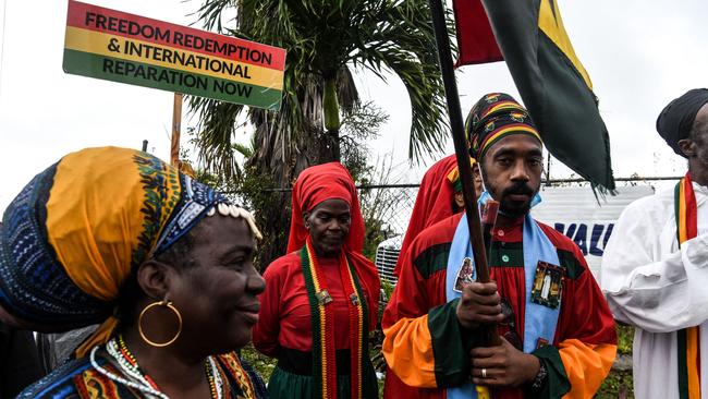 A protest in the Bahamas during the royal couple’s Caribbean tour in 2022. Picture: Chandan Khanna / AFP